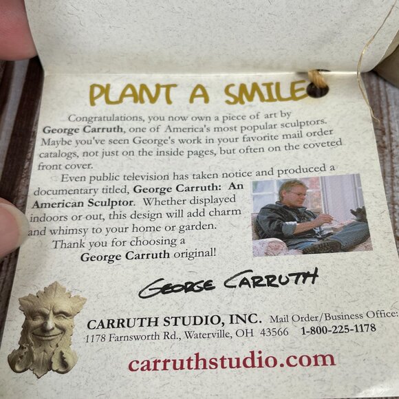 Vtg GEORGE CARRUTH Home Garden Concrete Stone  Sculture Sweet Pea Pixie #322 NWT - Picture 8 of 9